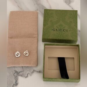 Gucci Silver interlocking studd earrings used once $330 retail